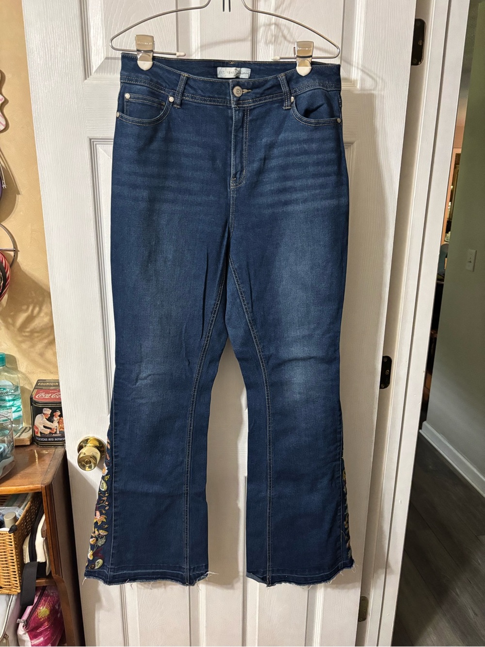 Cato High-rise Flare Jeans with Embroidered Side Panels size 12
